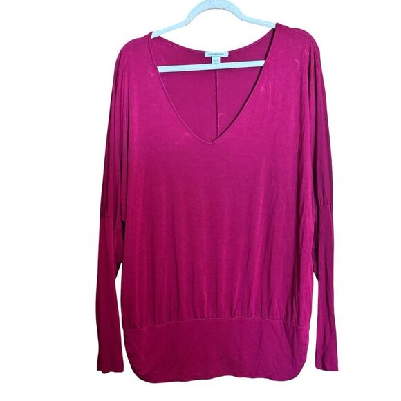 Boston Proper Tunic Top Womens XL Pink Stretch Banded Hem V Neck Blouse - Picture 1 of 9